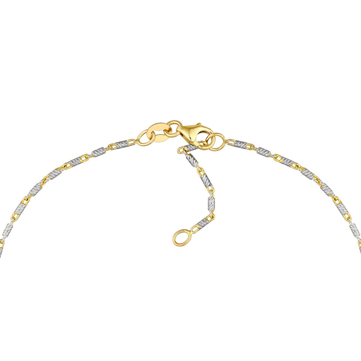 Birmingham Jewelry - 14K Two-Tone Gold Adjustable Lumacina Anklet (1.20mm) - Birmingham Jewelry