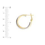 Birmingham Jewelry - 14K Two-Tone Gold Criss-Cross Omega Back Hoop - Birmingham Jewelry