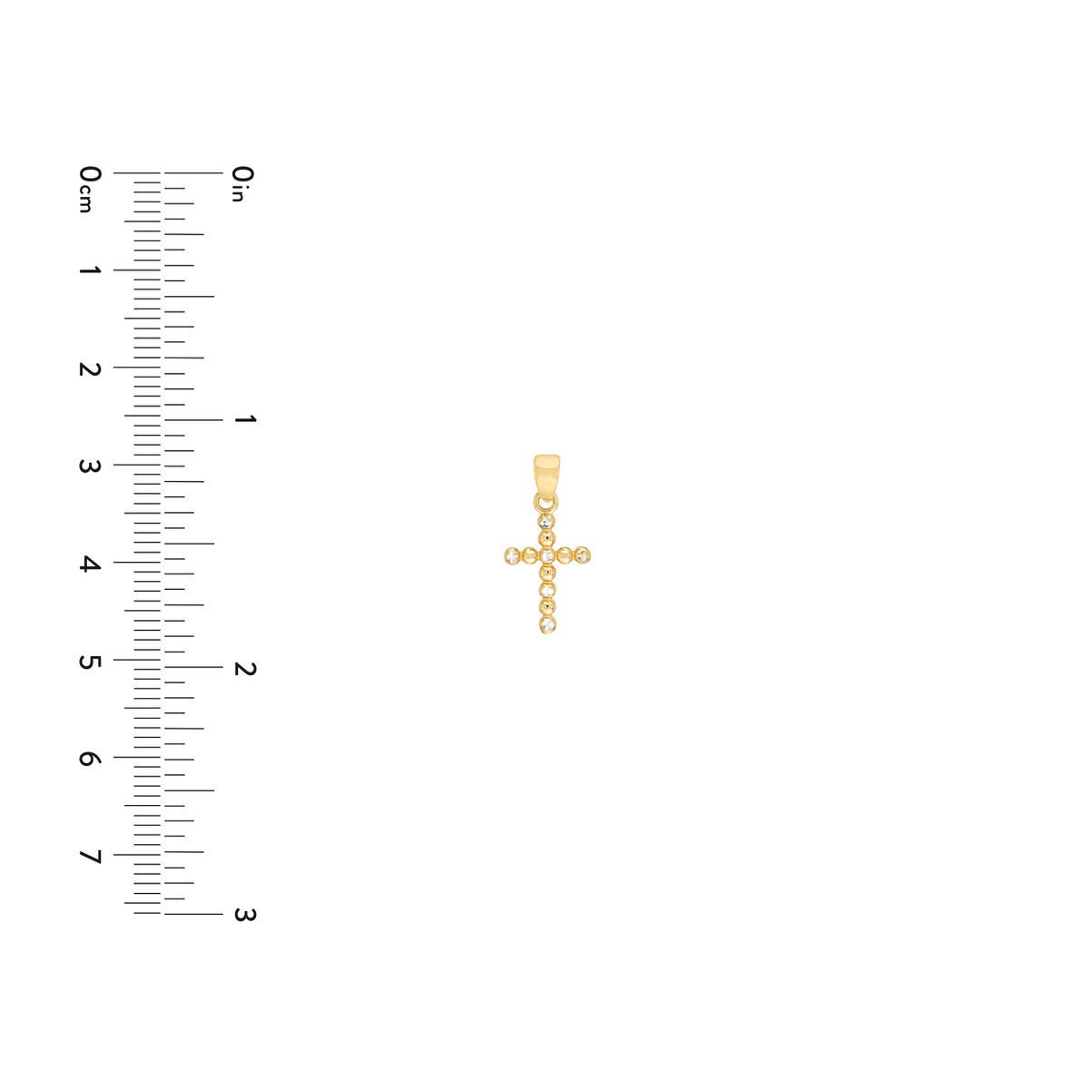 Birmingham Jewelry - 14K Two-Tone Gold Diamond-Cut Beaded Cross Pendant - Birmingham Jewelry