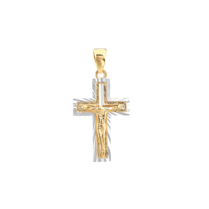 Birmingham Jewelry - 14K Two-Tone Gold Diamond-Cut Crucifix Pendant - Birmingham Jewelry