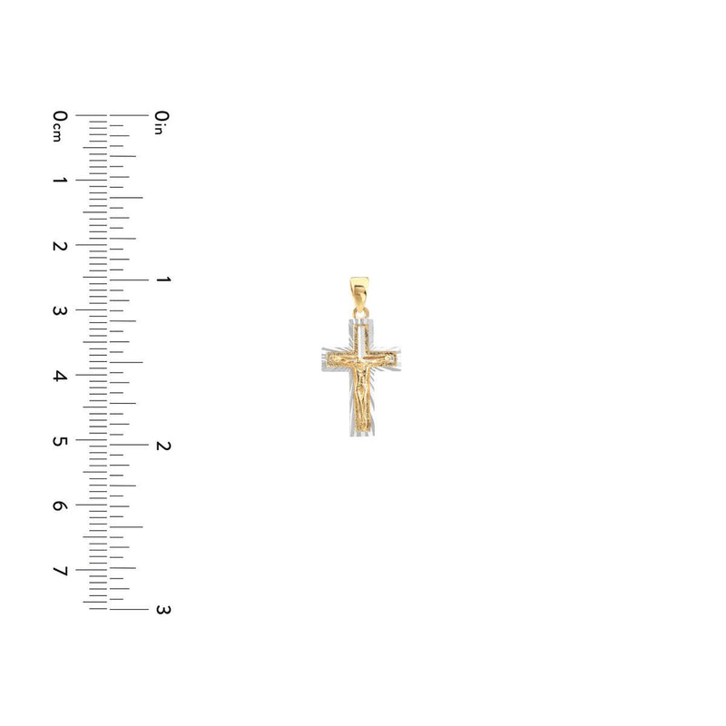 Birmingham Jewelry - 14K Two-Tone Gold Diamond-Cut Crucifix Pendant - Birmingham Jewelry