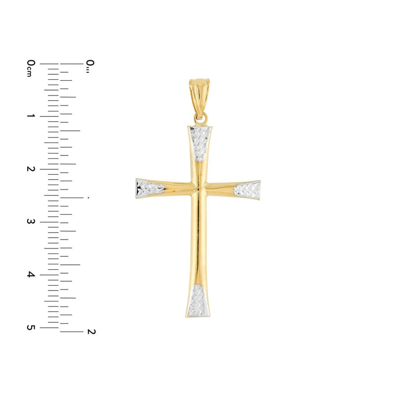 Birmingham Jewelry - 14K Two-Tone Gold Diamond-Cut Tipped Cross Pendant - Birmingham Jewelry