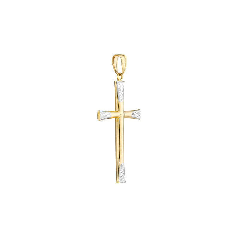 Birmingham Jewelry - 14K Two-Tone Gold Diamond-Cut Tipped Cross Pendant - Birmingham Jewelry