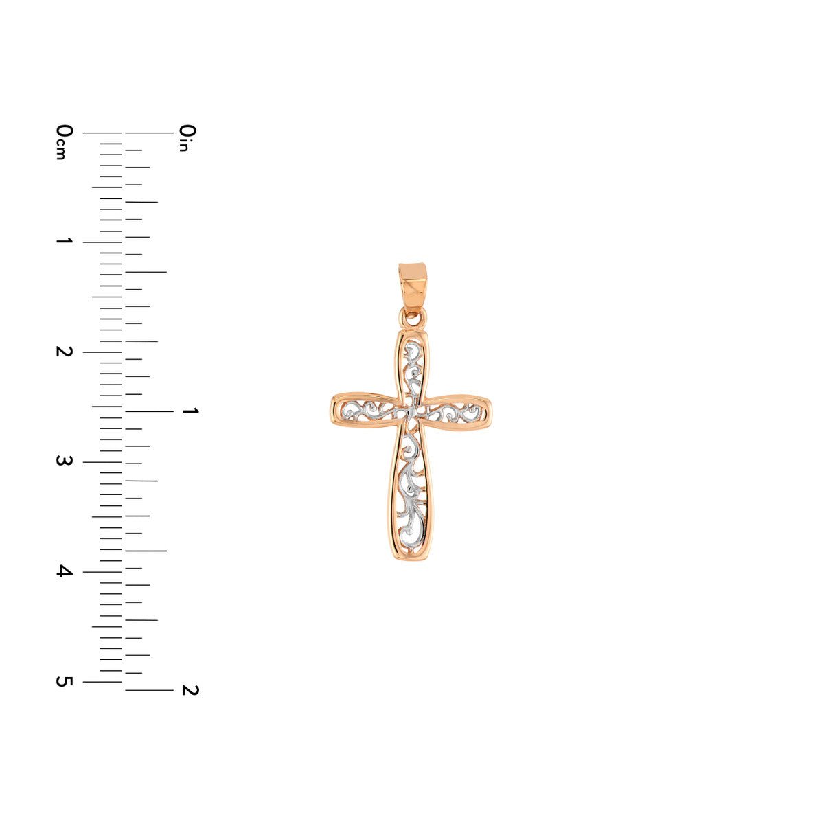 14K Two-Tone Gold Framed Vine Cross Pendant Birmingham Jewelry Pendant Birmingham Jewelry 
