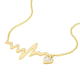 Birmingham Jewelry - 14K Two-Tone Gold Heartbeat Adj. Necklace with Dangle Heart - Birmingham Jewelry