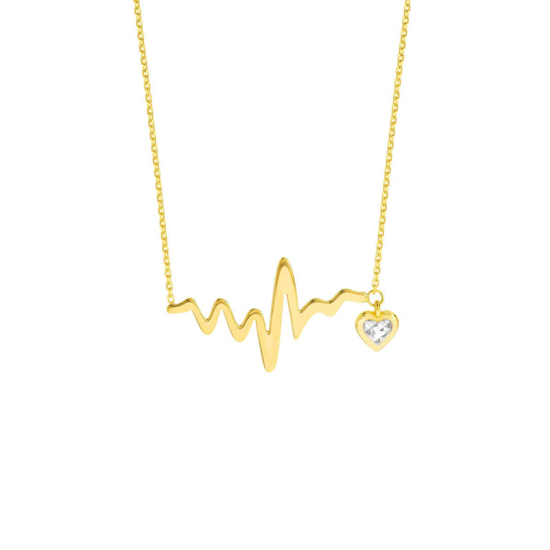 Birmingham Jewelry - 14K Two-Tone Gold Heartbeat Adj. Necklace with Dangle Heart - Birmingham Jewelry