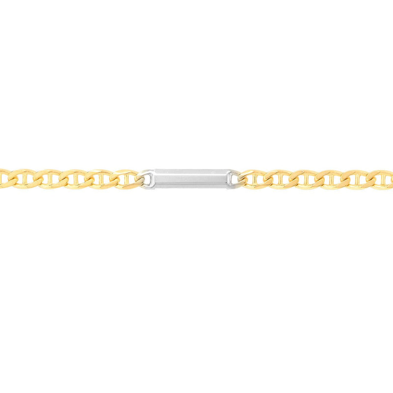 Birmingham Jewelry - 14K Two-Tone Gold Mariner Chain Anklet with Staple Bars Anklet - Birmingham Jewelry