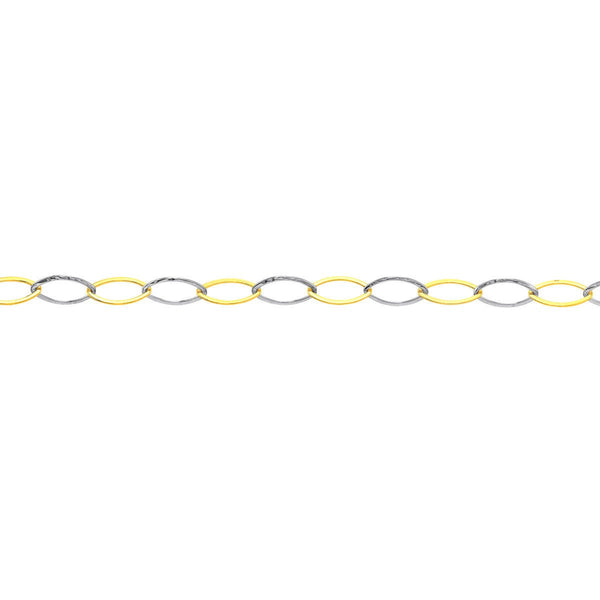 Birmingham Jewelry - 14K Two-Tone Gold Oval Stamping Link Chain Anklet - Birmingham Jewelry