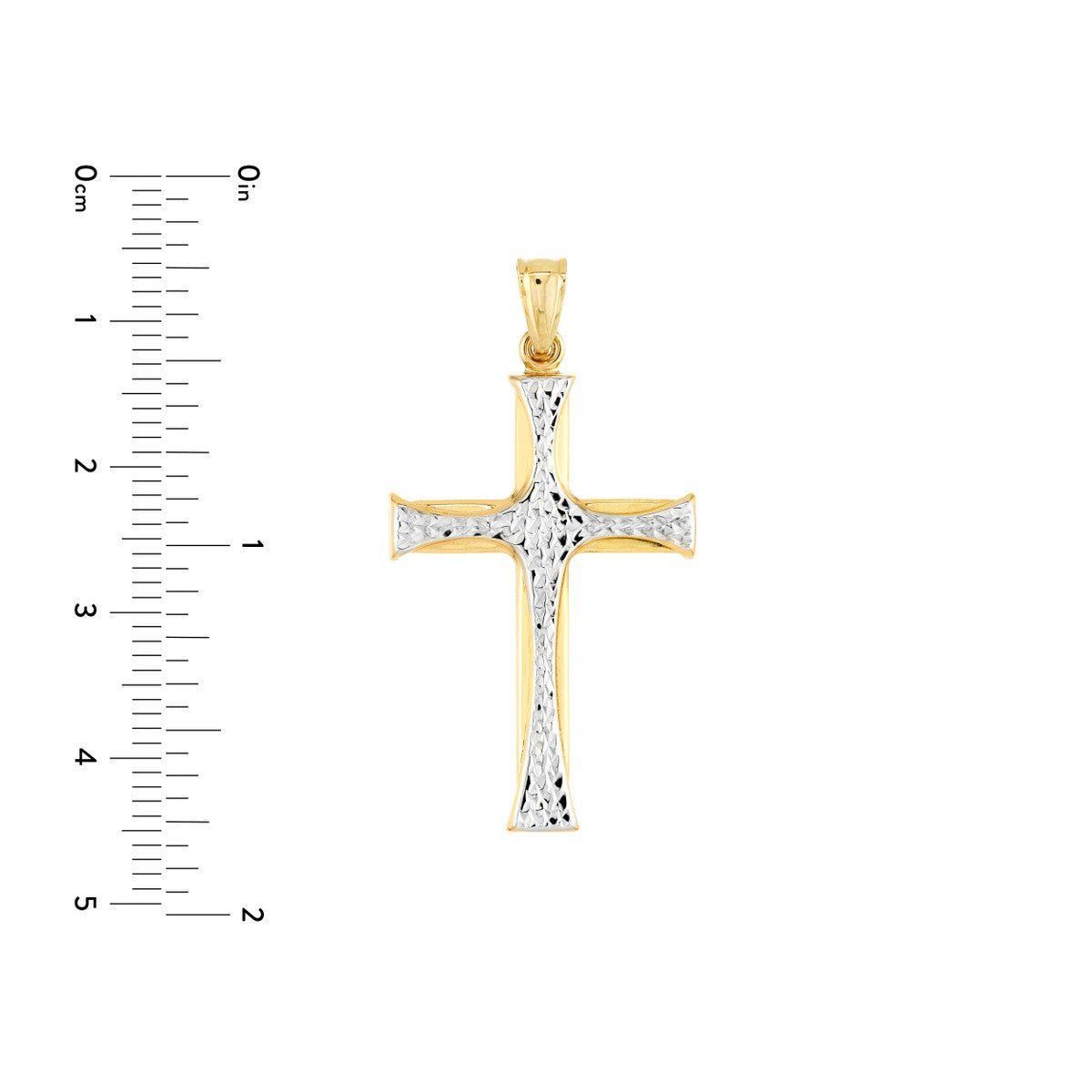 Birmingham Jewelry - 14K Two-Tone Gold Polished and Diamond-Cut Cross Pendant - Birmingham Jewelry