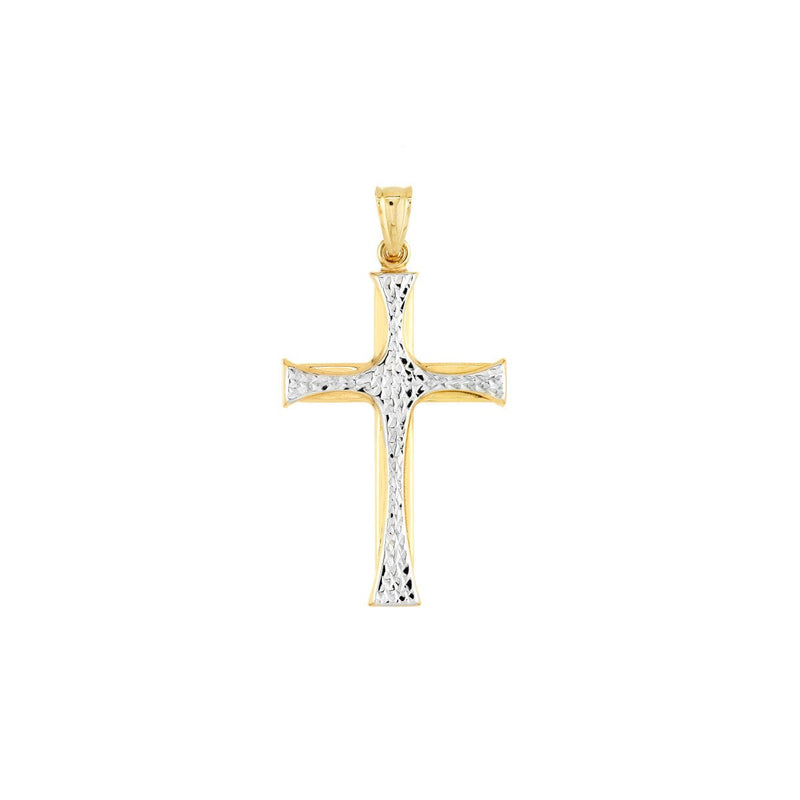 Birmingham Jewelry - 14K Two-Tone Gold Polished and Diamond-Cut Cross Pendant - Birmingham Jewelry