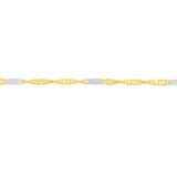 Birmingham Jewelry - 14K Two-tone Gold Singapore Flat Saturn Chain Anklet - Birmingham Jewelry