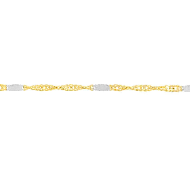 Birmingham Jewelry - 14K Two-tone Gold Singapore Flat Saturn Chain Anklet - Birmingham Jewelry