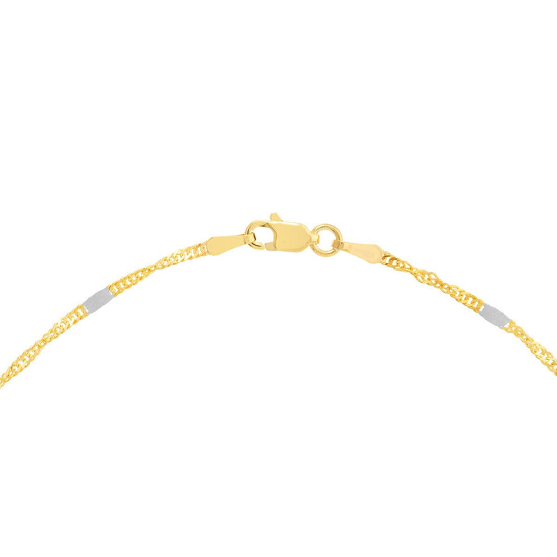 Birmingham Jewelry - 14K Two-tone Gold Singapore Flat Saturn Chain Anklet - Birmingham Jewelry