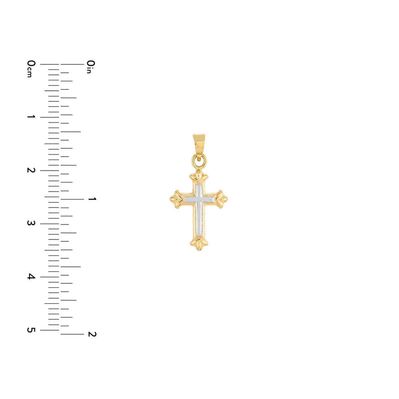 Birmingham Jewelry - 14K Two-Tone Gold Small Cross Fleur Pendant - Birmingham Jewelry