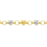 Birmingham Jewelry - 14K Two-Tone Gold Stampato D/C and Satin Hearts Anklet - Birmingham Jewelry