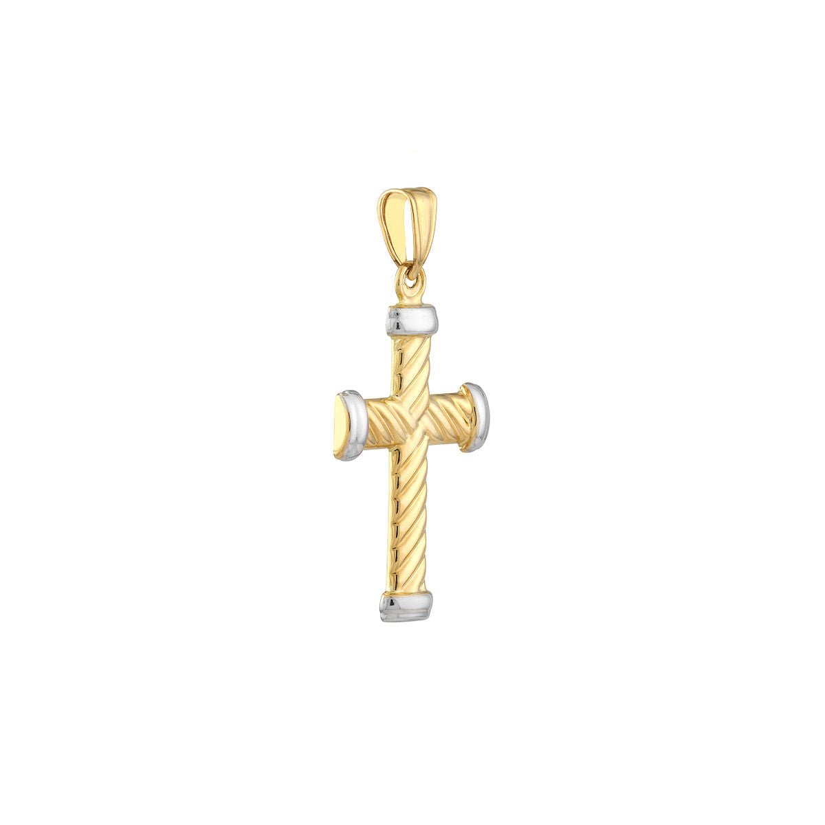 14K Two-Tone Gold Twisted Rope Cross Pendant Birmingham Jewelry Pendant Birmingham Jewelry 