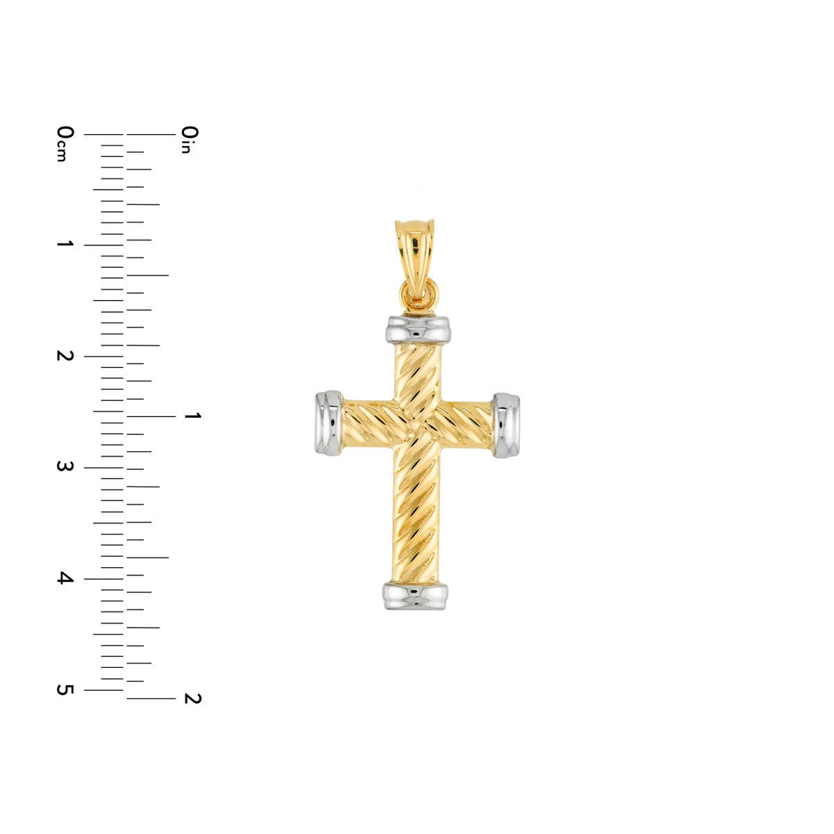 14K Two-Tone Gold Twisted Rope Cross Pendant Birmingham Jewelry Pendant Birmingham Jewelry 