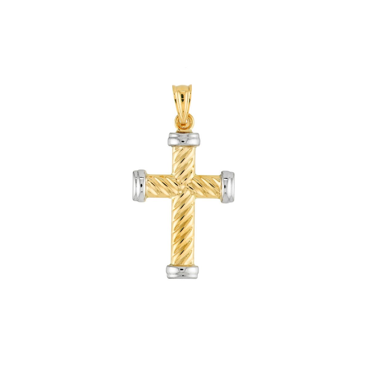 14K Two-Tone Gold Twisted Rope Cross Pendant Birmingham Jewelry Pendant Birmingham Jewelry 