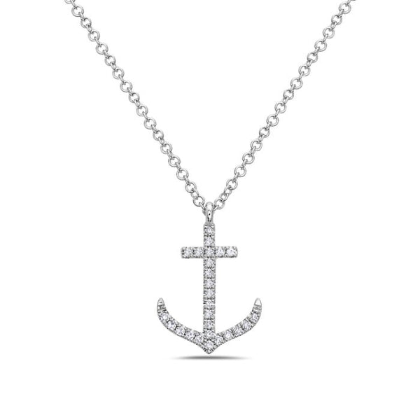 14K White Gold Anchor Diamond Necklace Birmingham Jewelry Necklace Birmingham Jewelry 