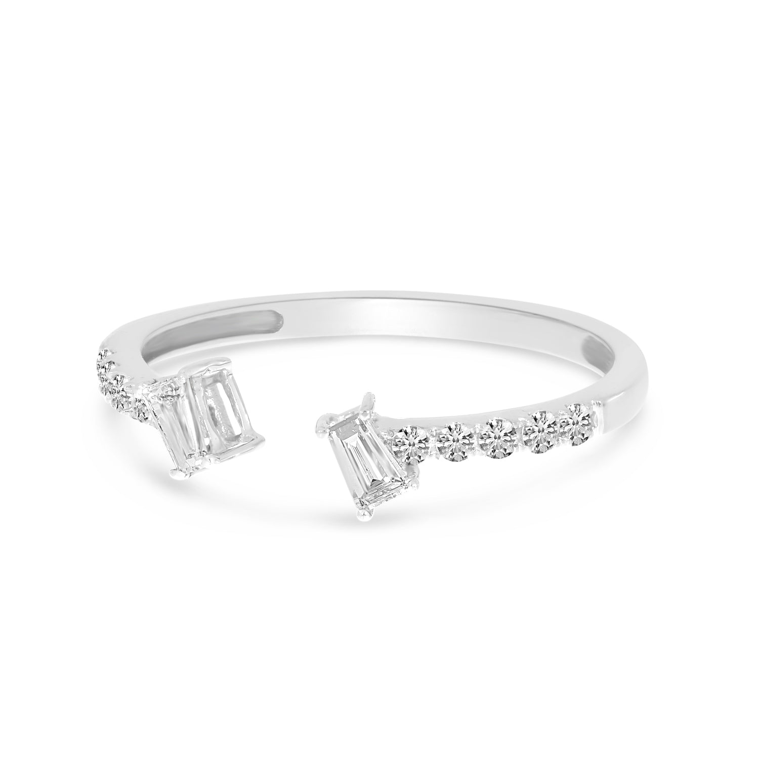 14K White Gold Baguette Diamond Bypass Ring Birmingham Jewelry Ring Birmingham Jewelry 