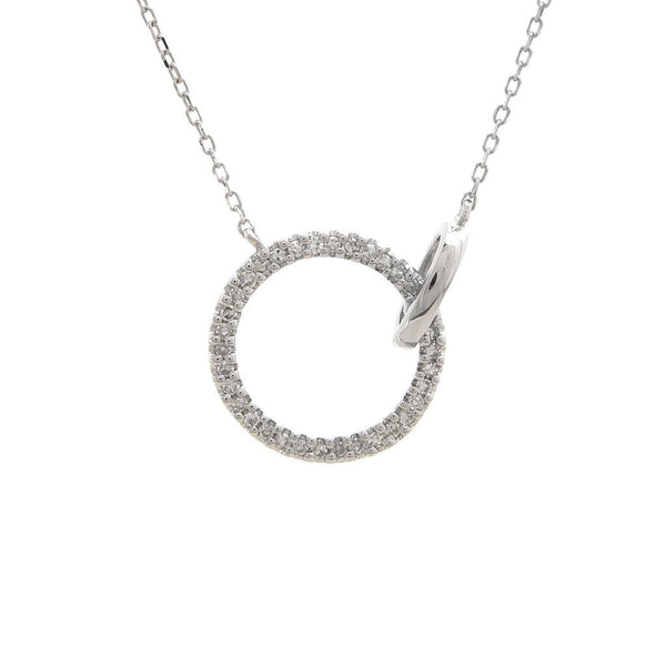 14K White Gold Circle Single Micro Pave Diamond Necklace Birmingham Jewelry Necklace Birmingham Jewelry 