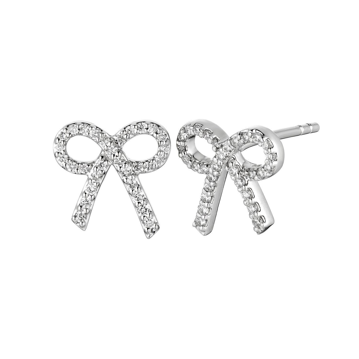 14K White Gold Diamond Bow Design Earring Birmingham Jewelry Earrings Birmingham Jewelry 
