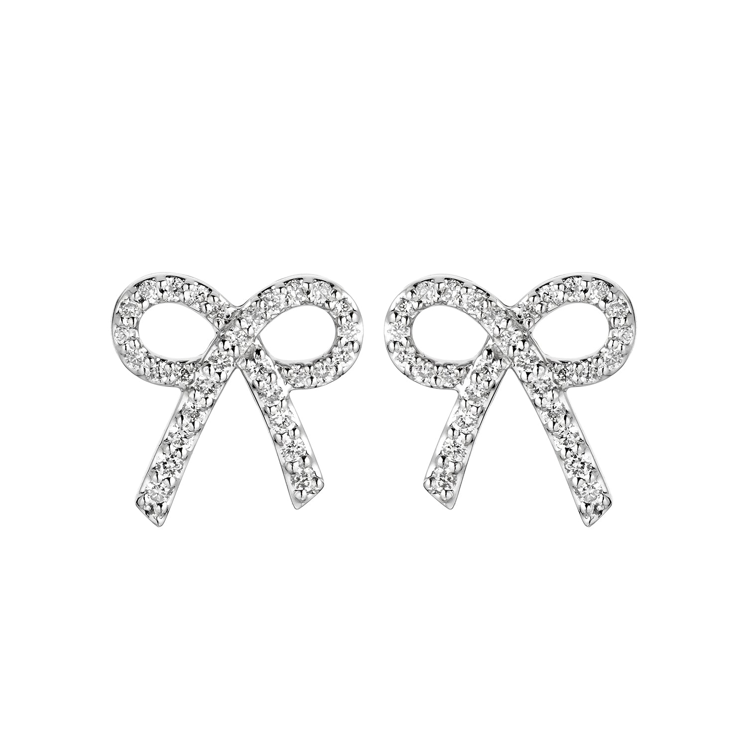 14K White Gold Diamond Bow Design Earring Birmingham Jewelry Earrings Birmingham Jewelry 