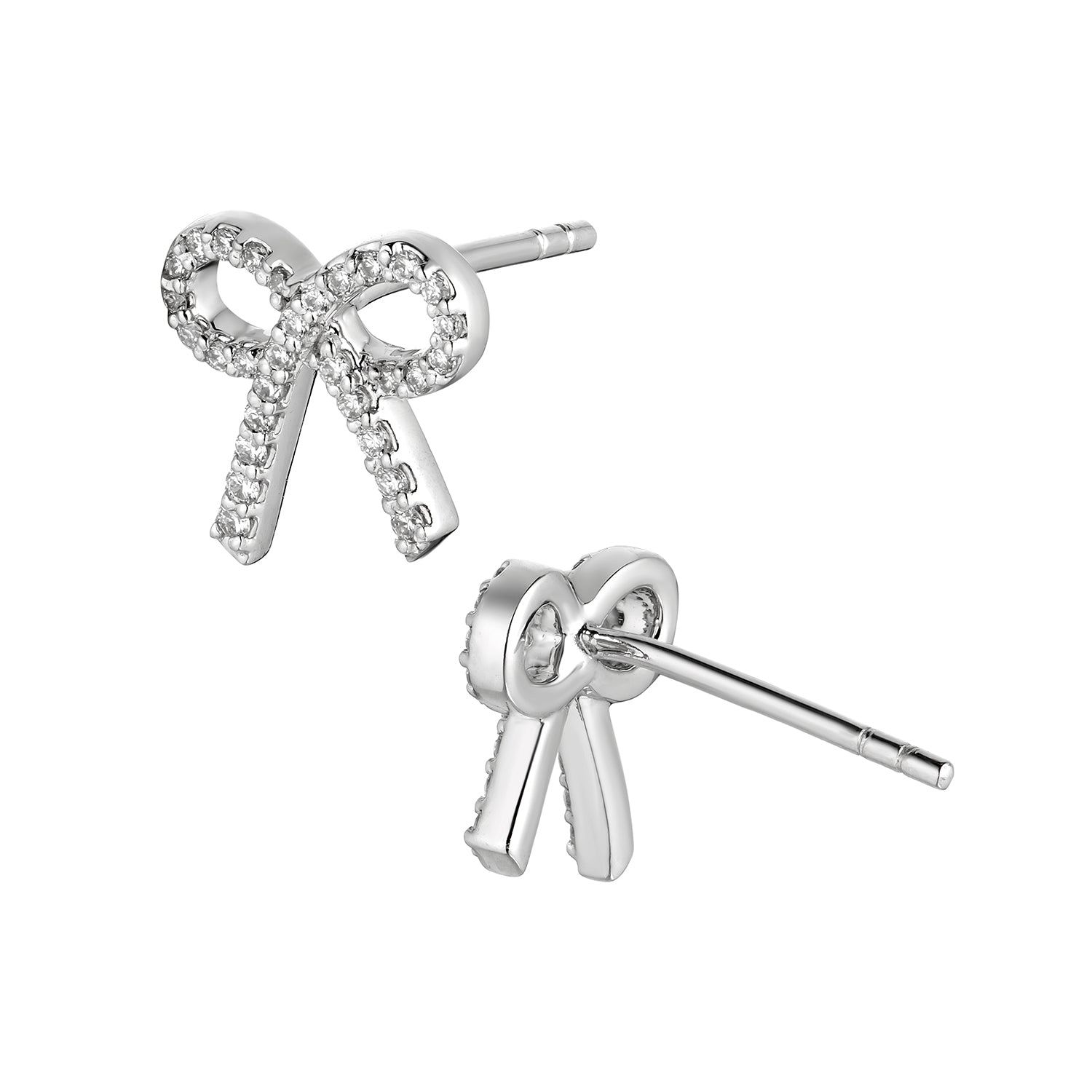 14K White Gold Diamond Bow Design Earring Birmingham Jewelry Earrings Birmingham Jewelry 