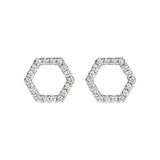 14K White Gold Diamond Hexagonal Shape Earring Stud Birmingham Jewelry Earrings Birmingham Jewelry 