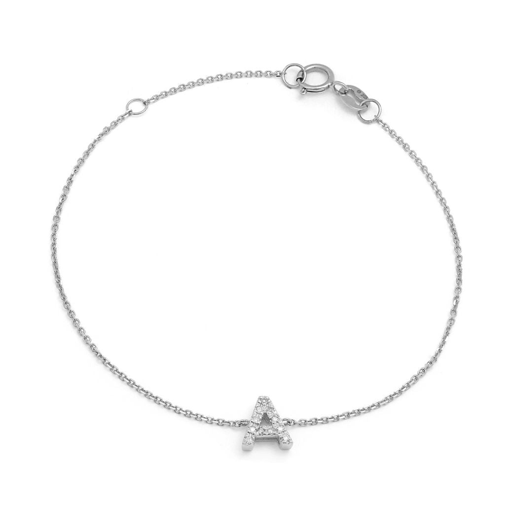 14K White Gold Diamond Initial "A" Bracelet Birmingham Jewelry Bracelet Birmingham Jewelry 