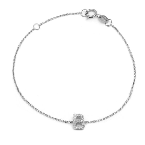 Birmingham Jewelry - 14K White Gold Diamond Initial "B" Bracelet - Birmingham Jewelry