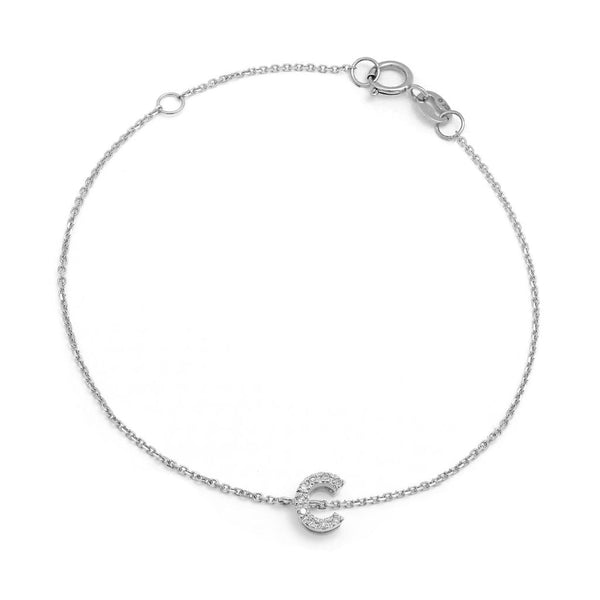 Birmingham Jewelry - 14K White Gold Diamond Initial "C" Bracelet - Birmingham Jewelry