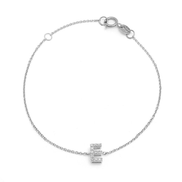 Birmingham Jewelry - 14K White Gold Diamond Initial "E" Bracelet - Birmingham Jewelry