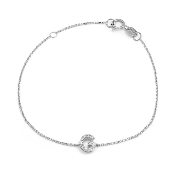 Birmingham Jewelry - 14K White Gold Diamond Initial "G" Bracelet - Birmingham Jewelry