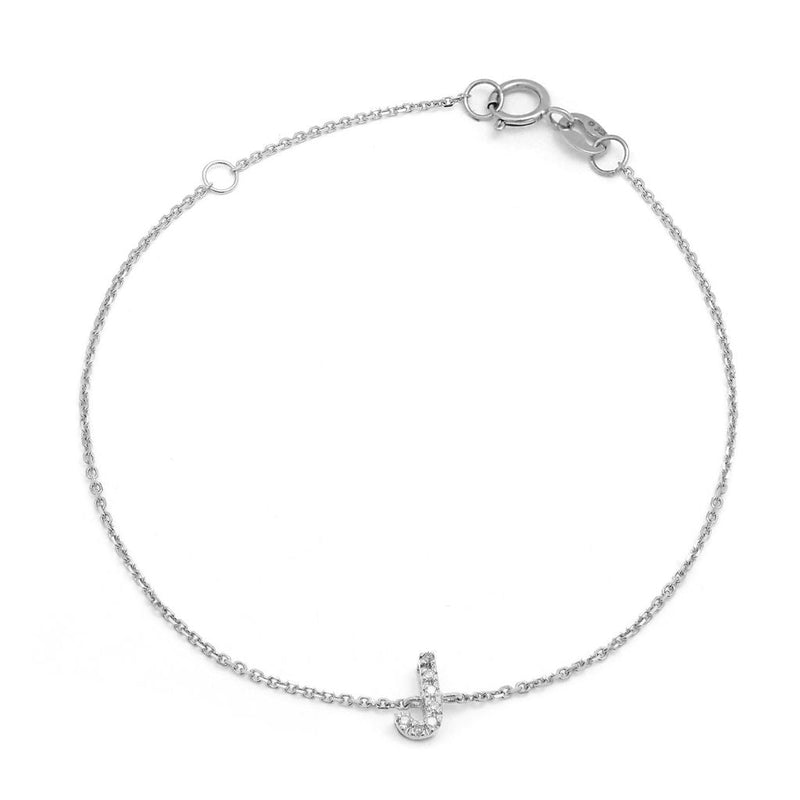 Birmingham Jewelry - 14K White Gold Diamond Initial "J" Bracelet - Birmingham Jewelry