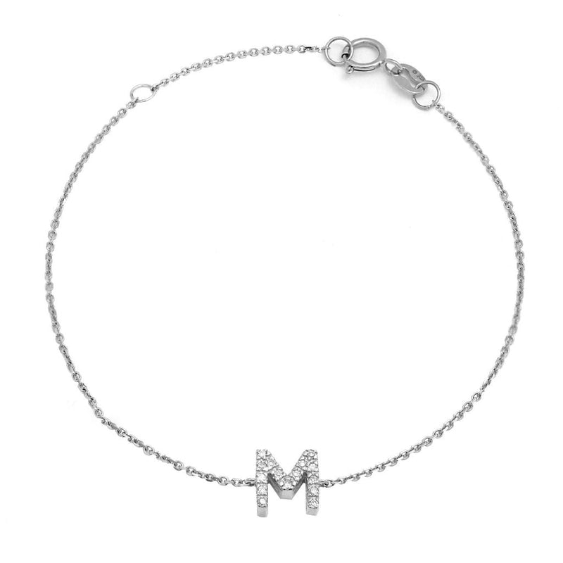 Birmingham Jewelry - 14K White Gold Diamond Initial "M" Bracelet - Birmingham Jewelry