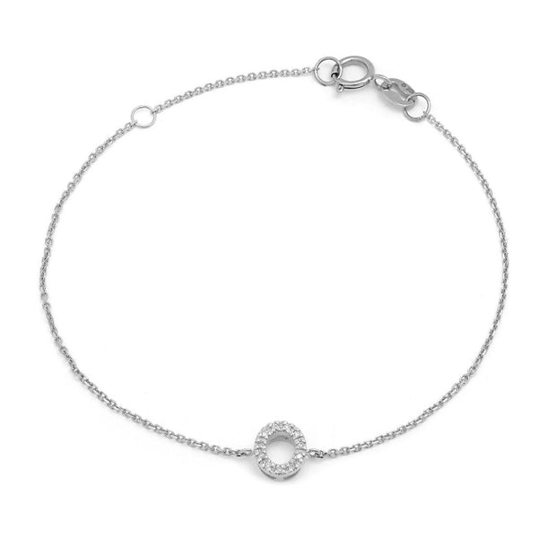 Birmingham Jewelry - 14K White Gold Diamond Initial "O" Bracelet - Birmingham Jewelry