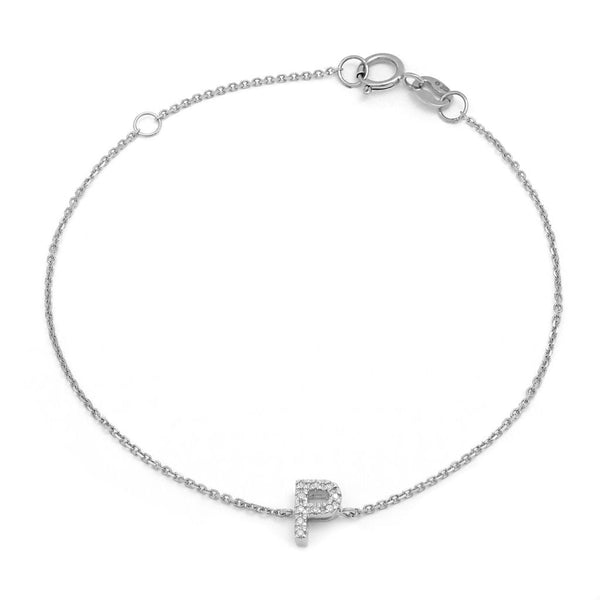 Birmingham Jewelry - 14K White Gold Diamond Initial "P" Bracelet - Birmingham Jewelry