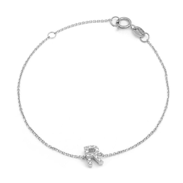 Birmingham Jewelry - 14K White Gold Diamond Initial "R" Bracelet - Birmingham Jewelry