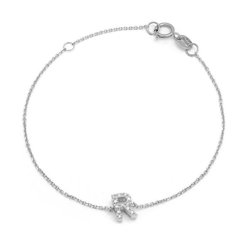 Birmingham Jewelry - 14K White Gold Diamond Initial "R" Bracelet - Birmingham Jewelry