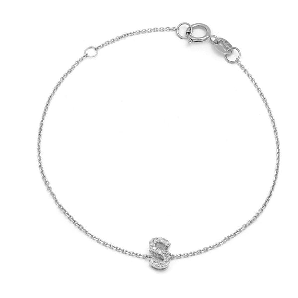 Birmingham Jewelry - 14K White Gold Diamond Initial "S" Bracelet - Birmingham Jewelry