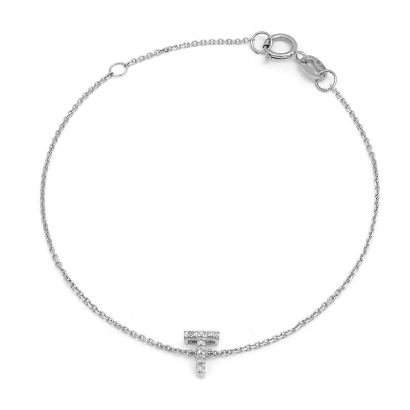 Birmingham Jewelry - 14K White Gold Diamond Initial "T" Bracelet - Birmingham Jewelry