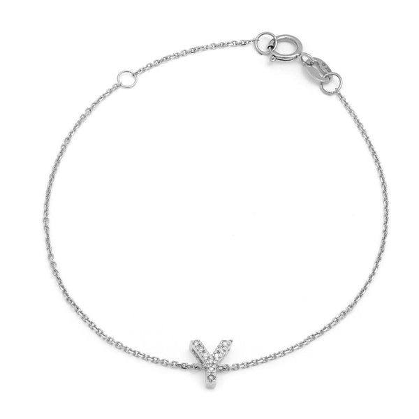 Birmingham Jewelry - 14K White Gold Diamond Initial "Y" Bracelet - Birmingham Jewelry