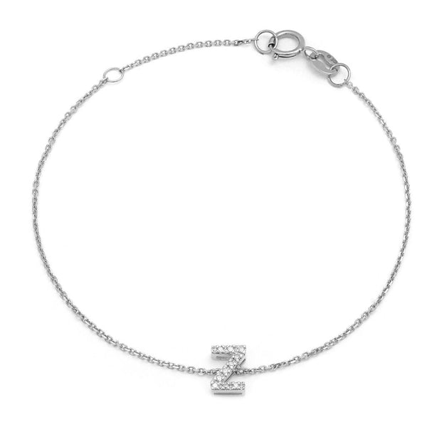 Birmingham Jewelry - 14K White Gold Diamond Initial "Z" Bracelet - Birmingham Jewelry