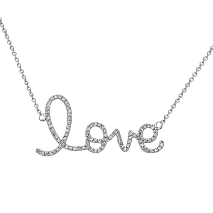 14K White Gold Diamond Love Necklace Birmingham Jewelry Necklace Birmingham Jewelry 