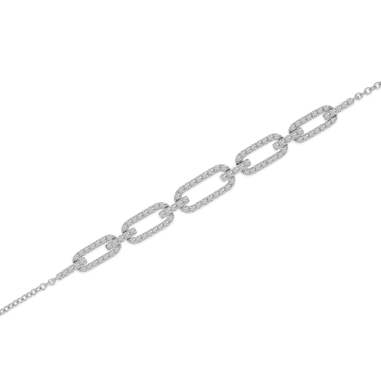 14K White Gold Diamond Open Link Chain Bracelet Birmingham Jewelry Bracelet Birmingham Jewelry 