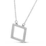 14K White Gold Diamond Open Square Necklace Birmingham Jewelry Necklace Birmingham Jewelry 