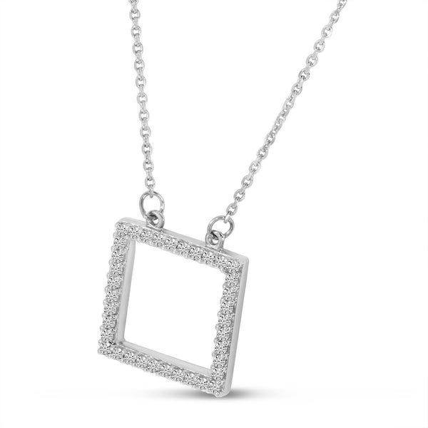 14K White Gold Diamond Open Square Necklace Birmingham Jewelry Necklace Birmingham Jewelry 