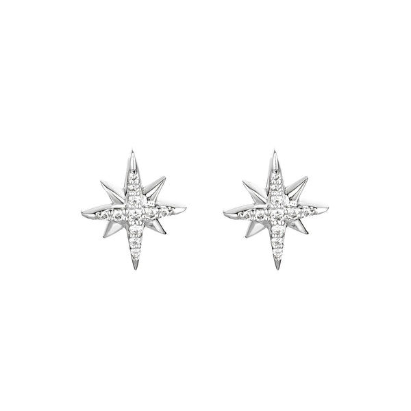 14K White Gold Diamond Star Earring Stud Birmingham Jewelry Earrings Birmingham Jewelry 