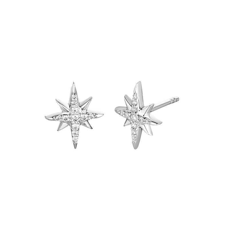 14K White Gold Diamond Star Earring Stud Birmingham Jewelry Earrings Birmingham Jewelry 
